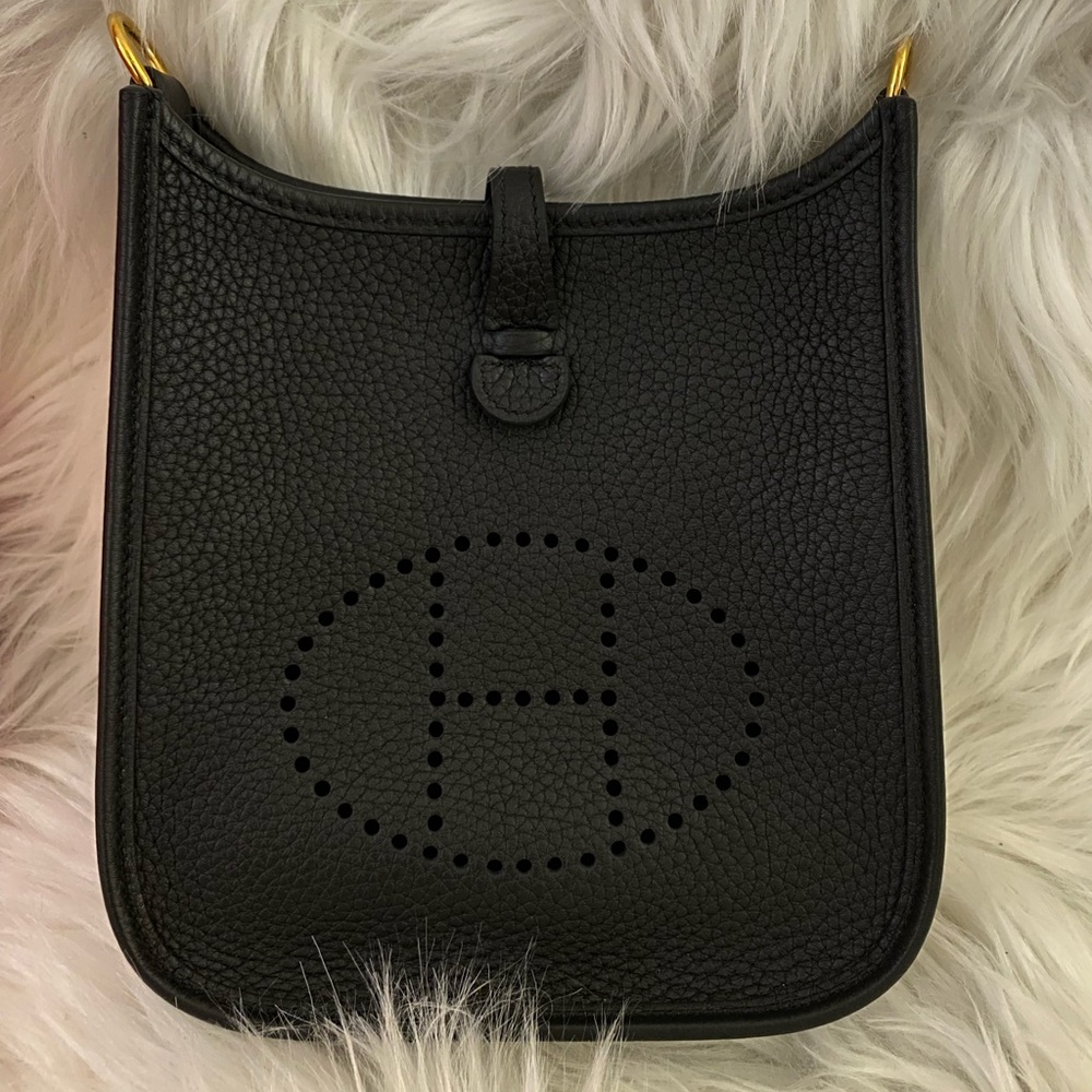 Authentic Hermes Evelyn 16 TPM bag black gold hardware clemence leather